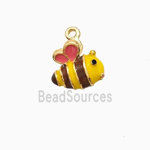 Copper Honeybee Pendant Multicolor Enamel Gold Plated