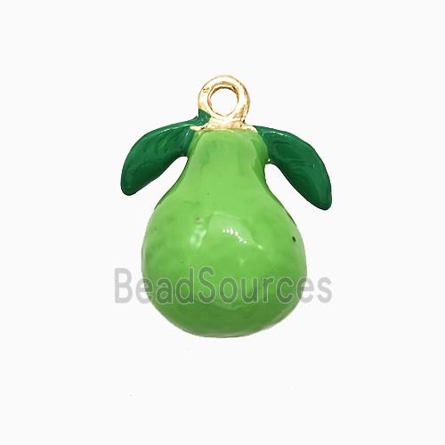 Pomelo Charms Copper Pendant Green Enamel Gold Plated