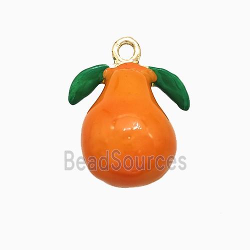 Pomelo Charms Copper Pendant Orange Enamel Gold Plated