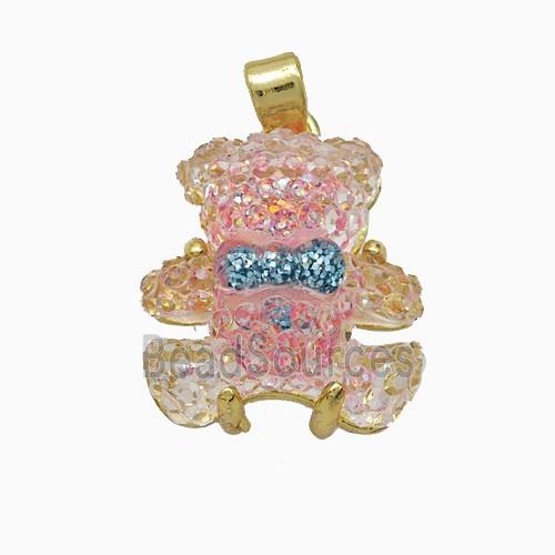 Acrylic Bear Pendant Copper Gold Plated
