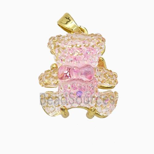 Acrylic Bear Pendant Copper Gold Plated
