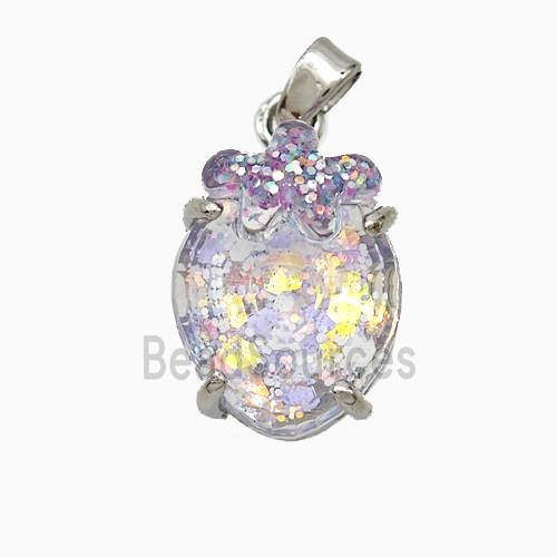 Acrylic Oval Pendant With Starfish Copper Platinum Plated