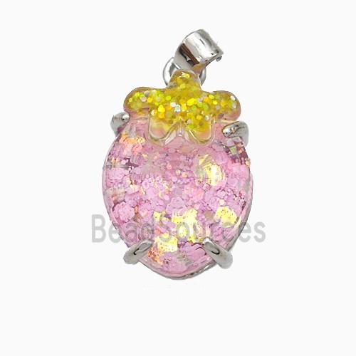 Acrylic Oval Pendant With Starfish Copper Platinum Plated