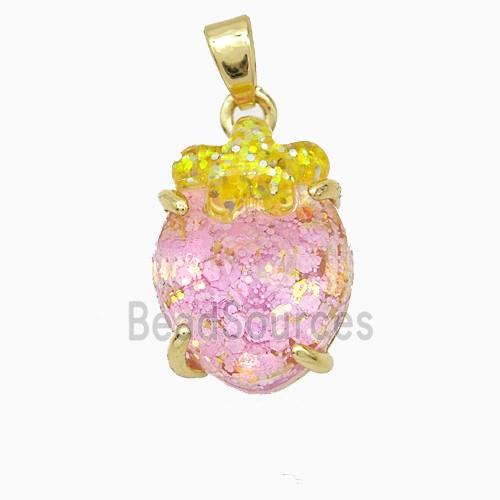 Acrylic Oval Pendant With Starfish Copper Gold Plated