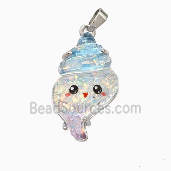 Conch Shell Charms Acrylic Pendant Copper Platinum Plated