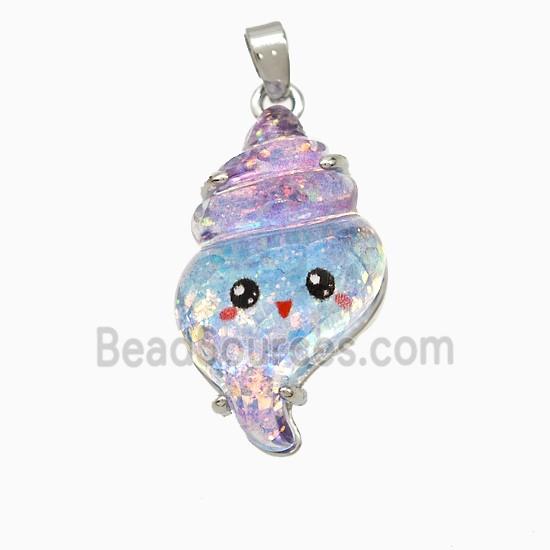 Conch Shell Charms Acrylic Pendant Copper Platinum Plated
