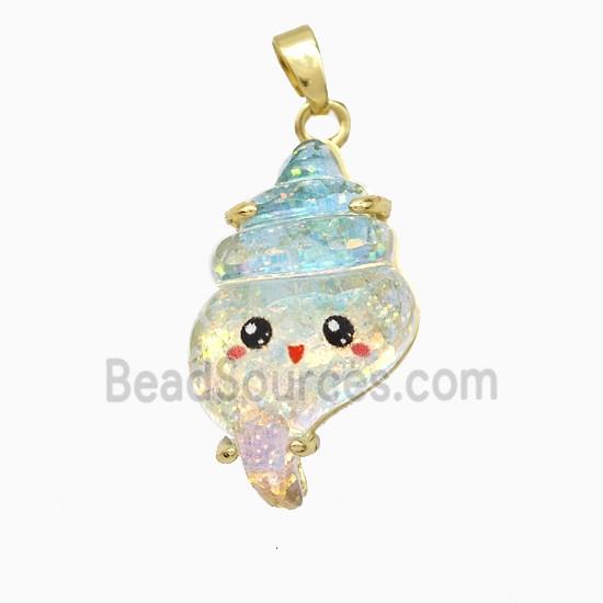 Conch Shell Charms Acrylic Pendant Copper Platinum Plated