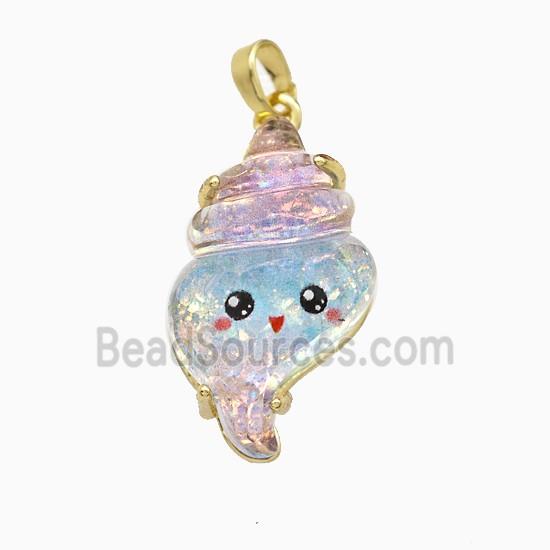 Conch Shell Charms Acrylic Pendant Copper Platinum Plated