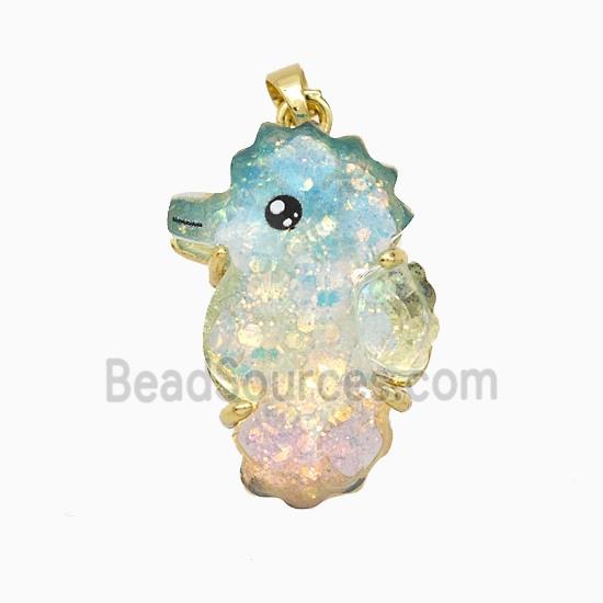 Acrylic Seahorse Pendant Copper Platinum Plated