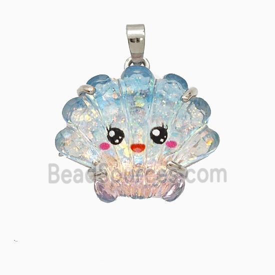 Scallop Shell Charms Acrylic Pendant Copper Platinum Plated