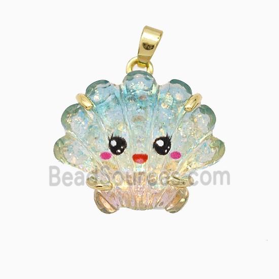 Scallop Shell Charms Acrylic Pendant Copper Platinum Plated