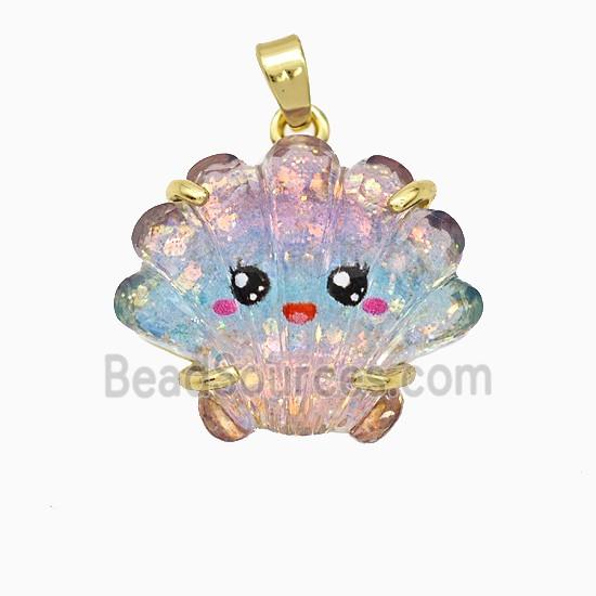 Scallop Shell Charms Acrylic Pendant Copper Platinum Plated