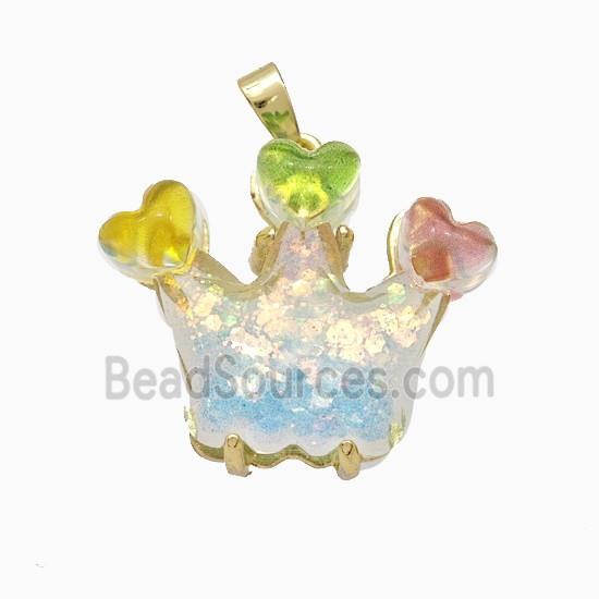 Acrylic Crown Pendant Copper Gold Plated