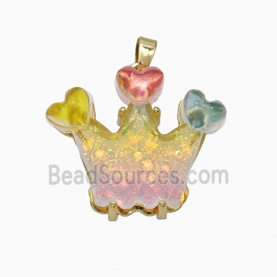 Acrylic Crown Pendant Copper Gold Plated