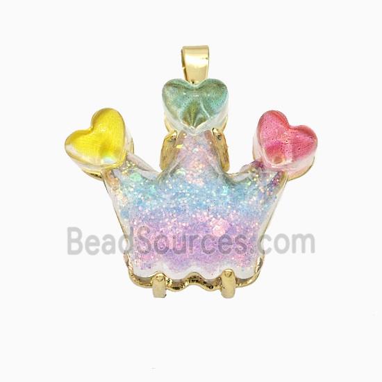 Acrylic Crown Pendant Copper Gold Plated