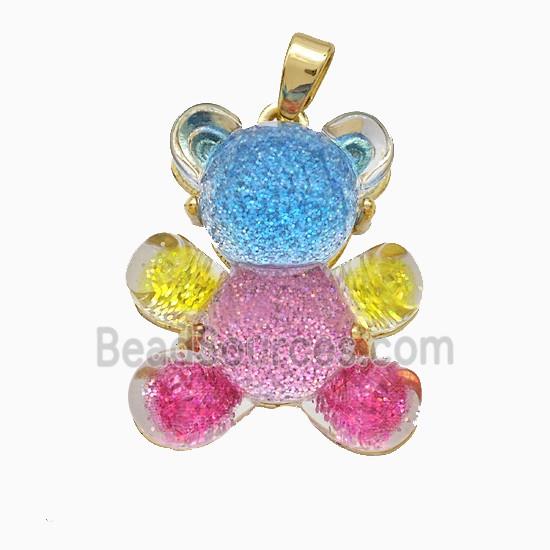 Acrylic Bear Pendant Copper Gold Plated