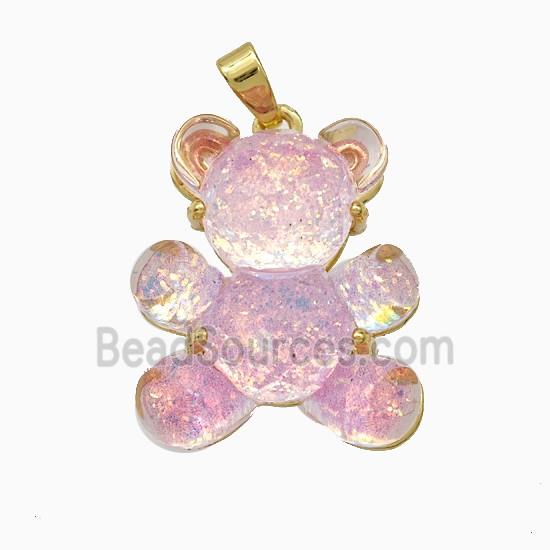 Acrylic Bear Pendant Copper Gold Plated