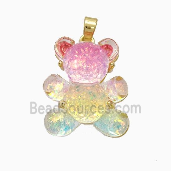 Acrylic Bear Pendant Copper Gold Plated
