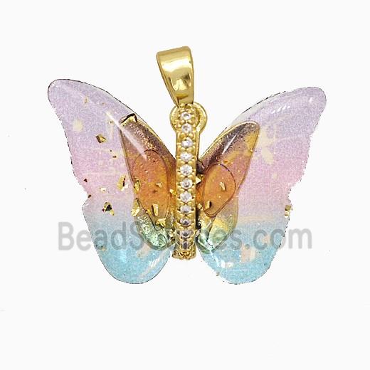 Acrylic Butterfly Pendant Copper Gold Plated