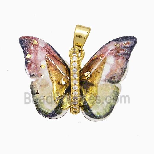 Acrylic Butterfly Pendant Copper Gold Plated