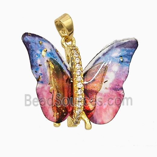 Acrylic Butterfly Pendant Copper Gold Plated