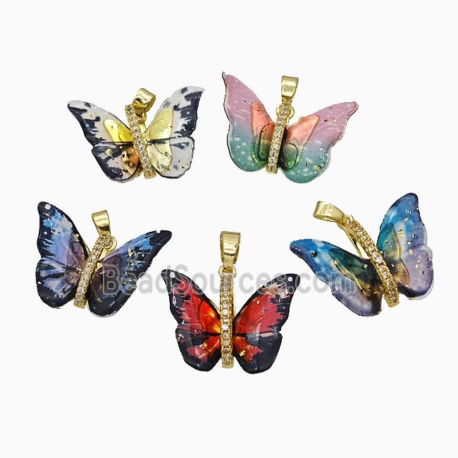 Acrylic Butterfly Pendant Copper Gold Plated Mixed