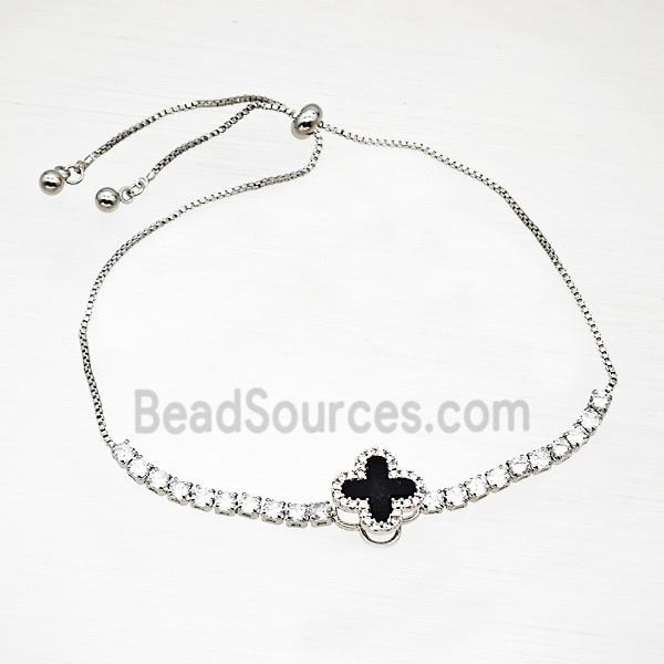 Copper Bracelet Pave Crystal Glass Cross Platinum Plated