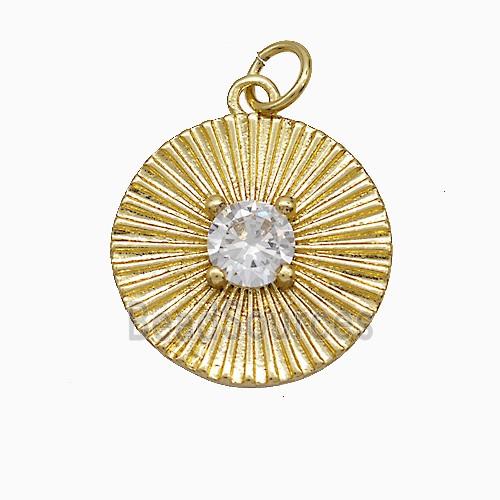 Copper Sun Pendant Pave Zirconia Gold Plated