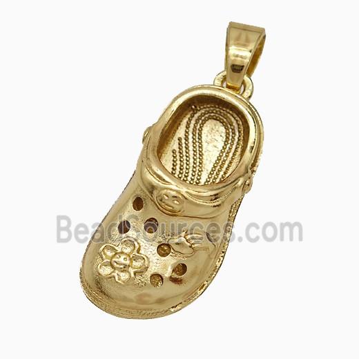 Copper Shoes Pendant Flower Gold Plated