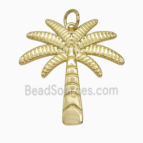 Coconut Tree Charms Copper Palm Pendant Gold Plated