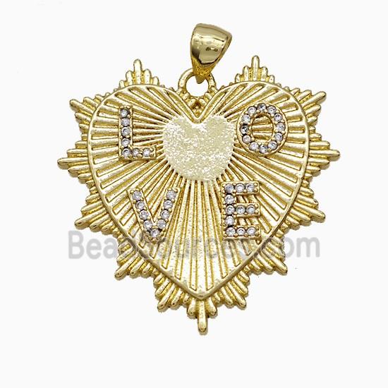 Copper Heart Pendant Pave Zirconia LOVE Gold Plated