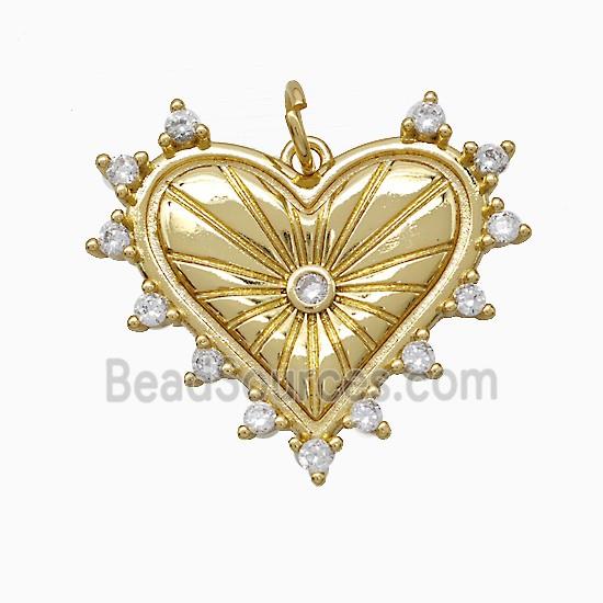 Copper Heart Pendant Pave Zirconia Gold Plated