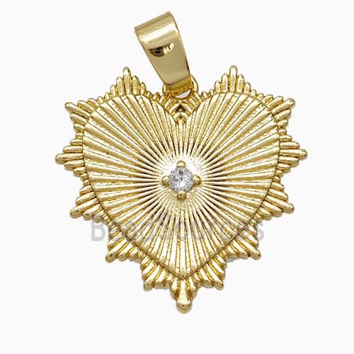 Copper Heart Pendant Pave Zirconia Gold Plated