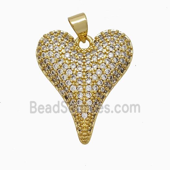 Copper Heart Pendant Pave Zirconia Gold Plated