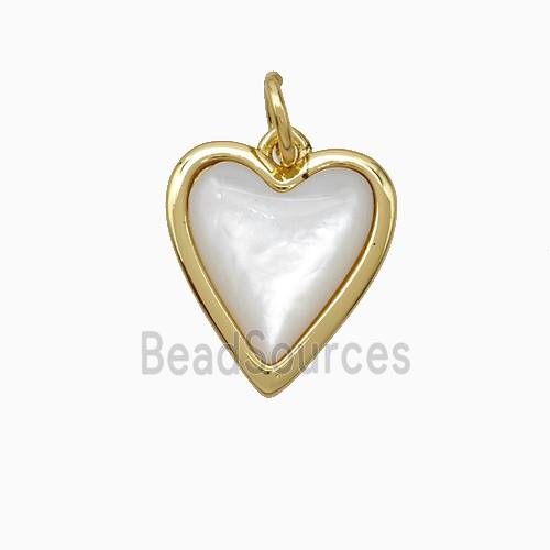 Copper Heart Pendant Pave Shell Gold Plated