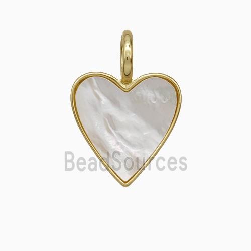 Copper Heart Pendant Pave Shell Gold Plated