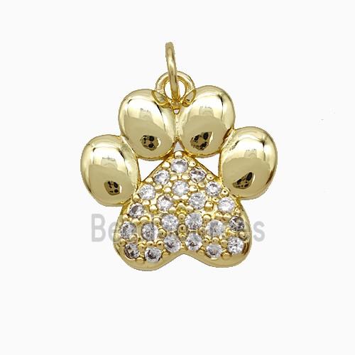 Copper Paws Pendant Pave Zirconia Gold Plated