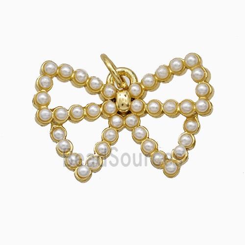 Copper Butterfly Pendant Pave Pearlized Resin Gold Plated