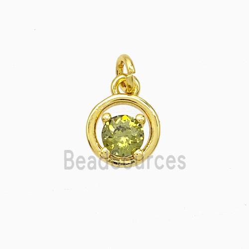 Copper Circle Pendant Pave Zirconia Gold Plated