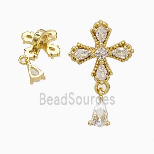 Copper Cross Pendant Pave Zirconia Gold Plated