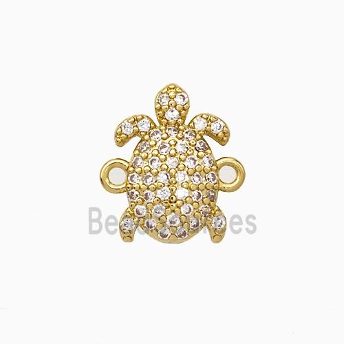 Copper Tortoise Connector Pave Zirconia Platinum Plated