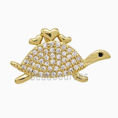 Copper SeaTortoise Pendant Pave Zirconia Gold Plated