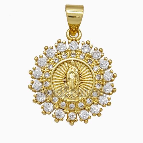 Copper Jesus Pendant Pave Zirconia Gold Plated