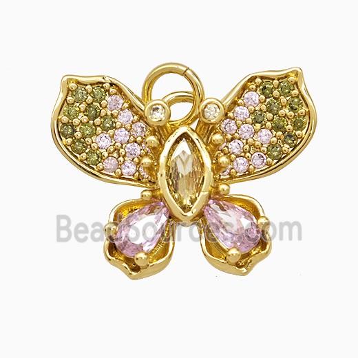 Copper Butterfly Pendant Pave Zirconia Gold Plated