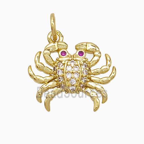 Copper Crab Pendant Pave Zirconia Gold Plated