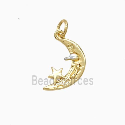 Copper Star Moon Pendant Gold Plated