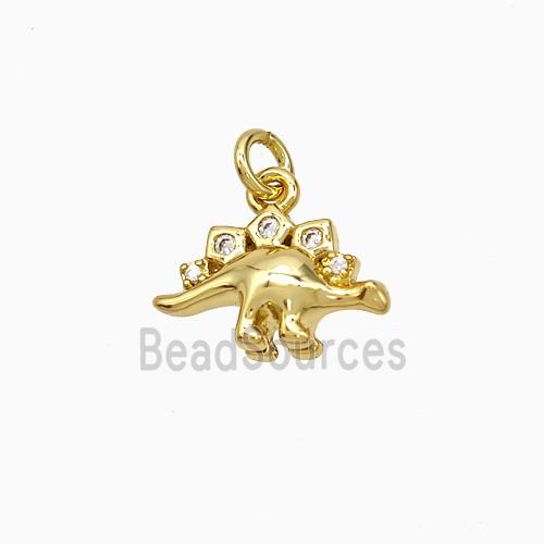 Copper Dinosaur Pendant Pave Zirconia Gold Plated