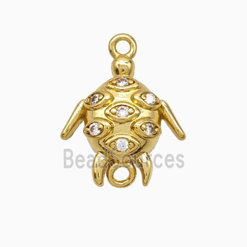 Copper Tortoise Connector Pave Zirconia Gold Plated