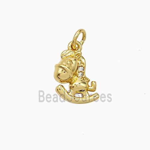 Copper Trojan Horse Pendant Pave Zirconia Gold Plated