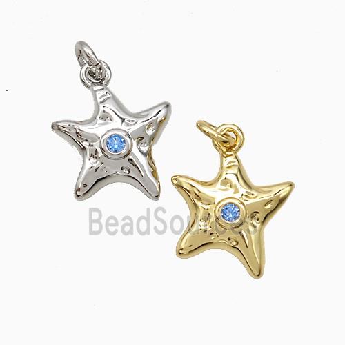 Copper Starfish Pendant Pave Zirconia Mixed